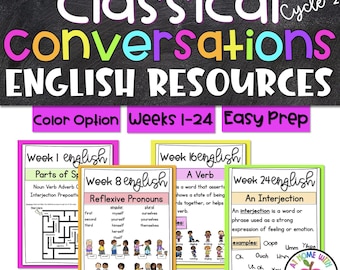 Cycle 2 English Companion Pages | Full Color Review Activities | Homeschool English Worksheets | Printable PDF | 24 Weeks