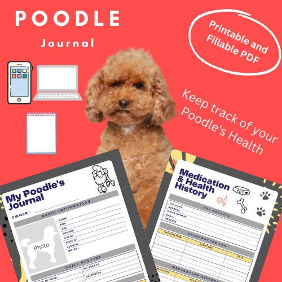 Printable Pet Journal for Your Poodle, Fillable Pet Health Planner, Pet Sitting Forms, Pet ...