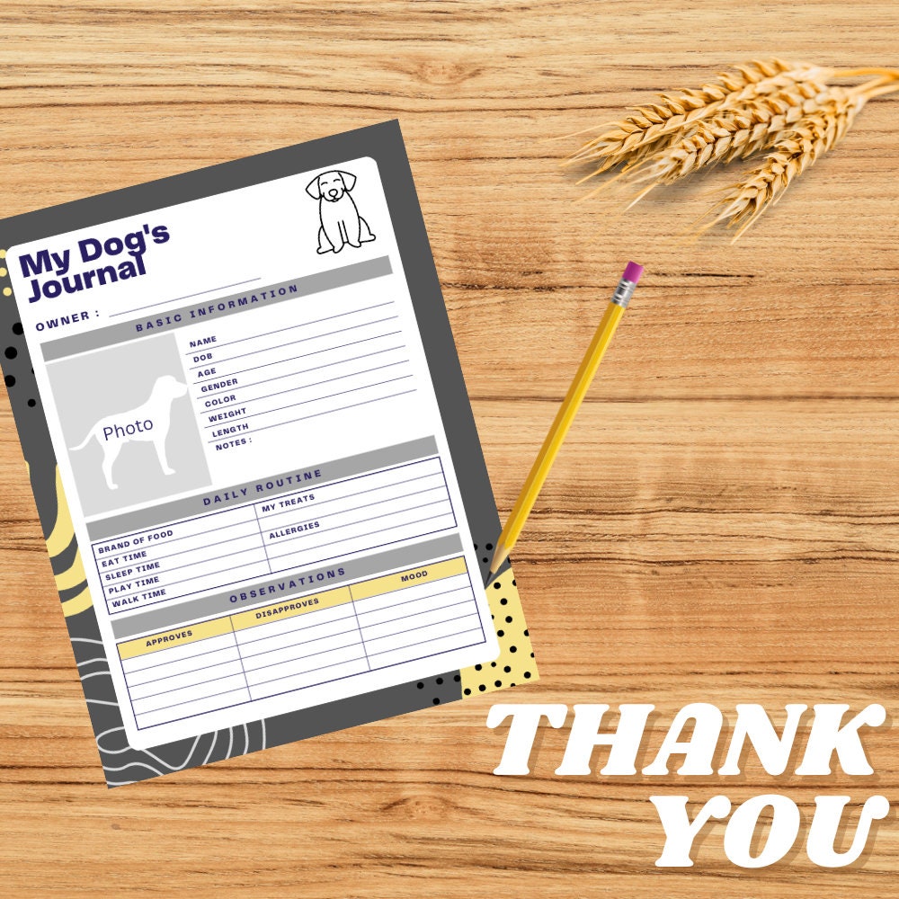 Printable Pet Health Journal for Your Dog, Simple Fillable Pet Planner, Pet Sitting Forms ...