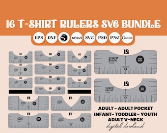 Tshirt Ruler Printable Bundle, T-shirt Alignment Tool Template, Tshirt Ruler Guide Pdf, Tshirt Alignment Ruler, Placement Guide Ruler Svg