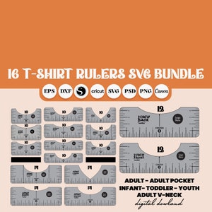 Tshirt Ruler SVG Bundle, T-shirt Alignment Tool DXF, Shirt