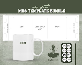 Mug Template, 11oz Mug Template, , Mug Template Svg Bundle, Mug Full Wrap Template, Cricut Mug Press Template
