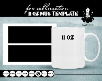 11oz  Mug Wrap Template Svg, Mug Template SVG,Mug Svg,Cricut Mug Press Template,Full Mug Wrap Template With Handle Cut Svg, Instant Download