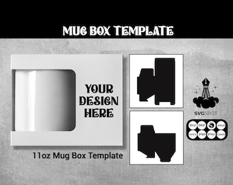 Bundle  11 Oz  Mug Box Template, Sublimation Template, Cut Files, SVG, DXF, Canva, Png, Psd, Window Mug Box Instant Download
