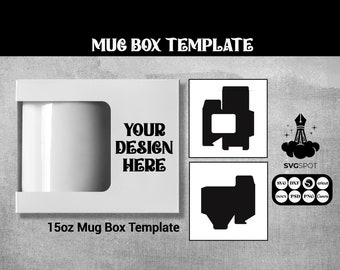 Bundle  15 Oz  Mug Box Template, Sublimation Template, Cut Files, SVG, DXF, Canva, Png, Psd, Window Mug Box Instant Download