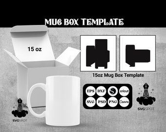 15 Oz Mug Box Template, Sublimation Template, Cut Files, SVG, DXF, Canva, Png, Psd, Mug Box Instant Download