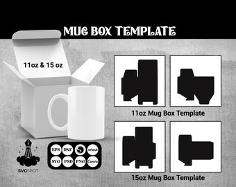Bundle  11 Oz 15 Oz Mug Box Template, Sublimation Template, Cut Files, SVG, DXF, Canva, Png, Psd