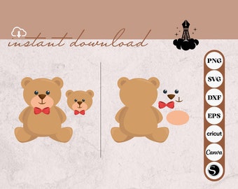 Teddy bear SVG Cricut, Baby bear svg, Teddy bear baby shower