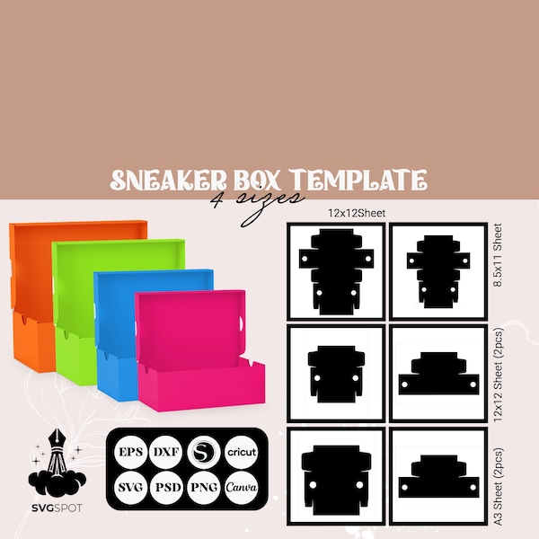 Schuhe Box Bundle Vorlage, Sneaker Box Vorlage, Schuhkarton SVG Vorlage, Schuhe Box Instant Download