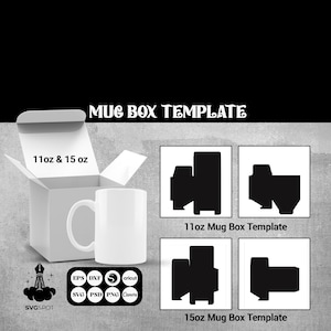 Bundle 11 Oz 15 Oz Mug Box Template, Sublimation Template, Cut Files, SVG, DXF, Canva, Png, Psd
