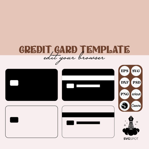 Credit Card Template SVG, Debit Card Svg,  Credit Card Skin, Money Svg, PNG, Credit Card  Instant Download