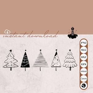 Forest Trees Silhouette Bundel svg, Pine Tree png, Afdrukbare Autumn Tree Shapes pdf, Foliage Cutting File dxf, eps