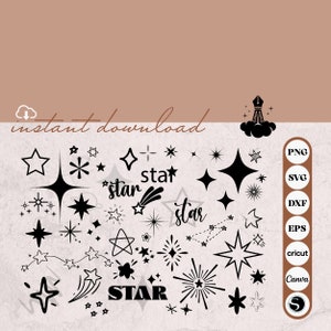 Sparkle, sterren Sparkle Svg Cut-bestanden voor Cric Cut, Clip Art, Jpg Png EPS PDF AI Dxf
