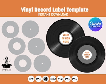 Record Svg, Vinyl Record Vector Svg,  Instant Download for Cricut or Silhouette, Vinyl record label Template