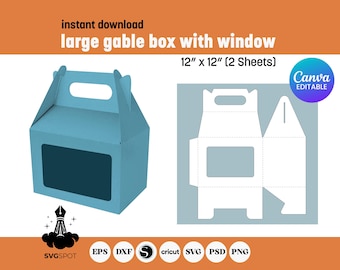 Gable Box Template, Gable Box Template,  Svg, Box Template, Gable box  Instant Download,