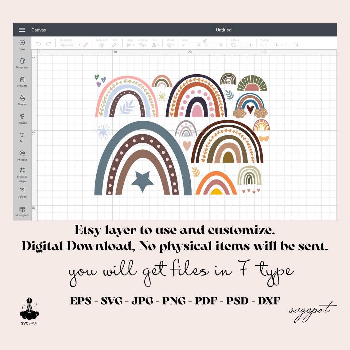 Boho Rainbow Svg Bundle, Cute Rainbow Svg, Boho Rainbow Clipart ...