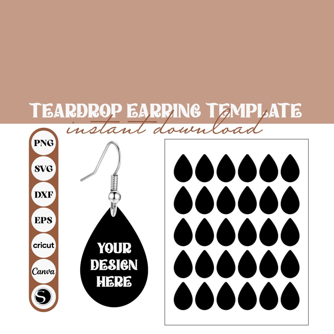 Teardrop Earring Svg, Teardrop Earring Template Svg, Teardrop Earring