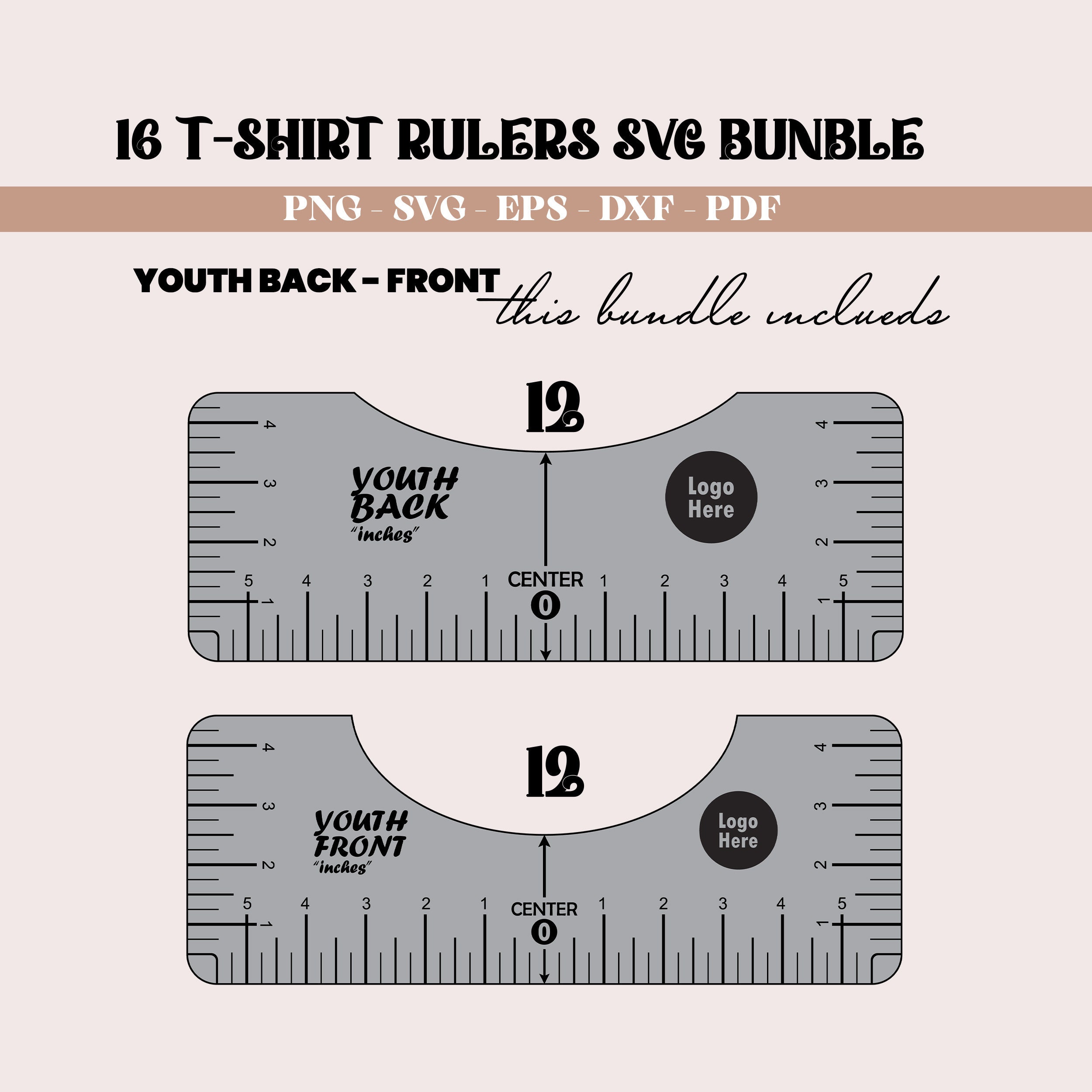 Tshirt Ruler Printable Bundle, T-shirt Alignment Tool Template, Tshirt ...