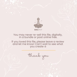 May include: A digital illustration of a pen and cloud with the text "SVGSPOT" and the message "You may never re-sell this file, digitally, in a bundle or post online free. If you loved this file, please leave a review and let me know! Can't wait to see what you create ✩☆ thank you"