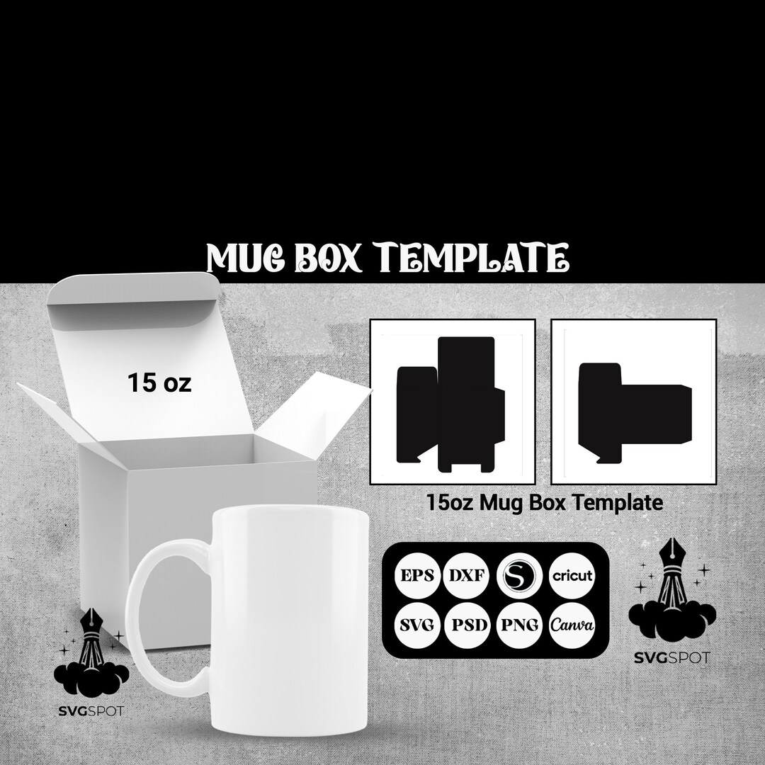 15 Oz Mug Box Template, Sublimation Template, Cut Files, SVG, DXF