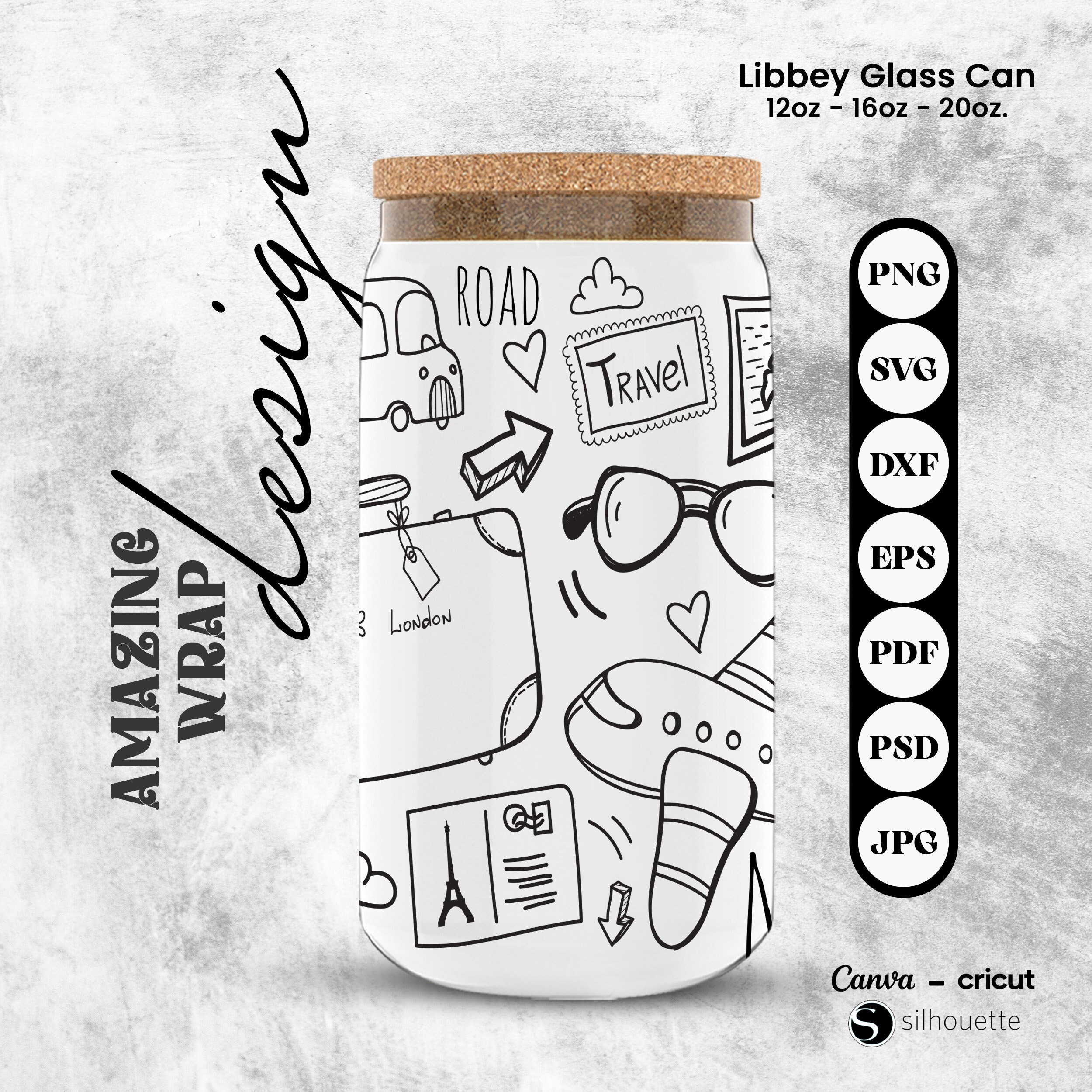 16oz and 20oz Libbey Glass Can Wrap Template Bundle – TheCraftyDrunkCo