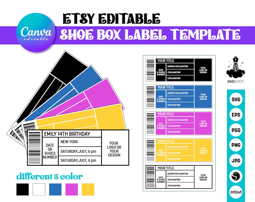Shoe Box Label Template Template SVG Shoe Box Label SVG Printable