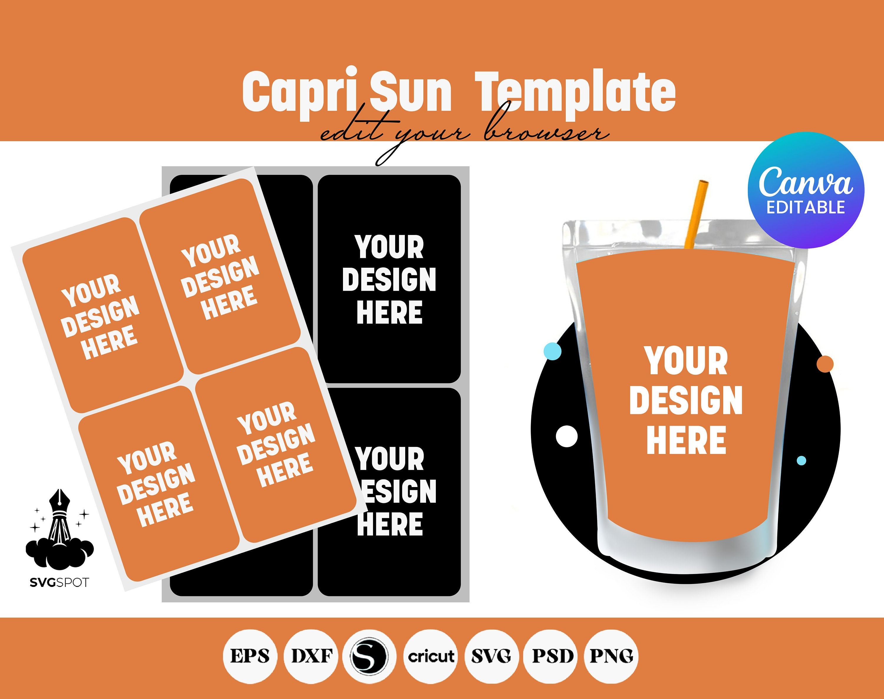 Capri Sun Template, Juice Pouch Label Template  SVG,  Capri Sun Labels, Juice Bag Pouch, Capri Sun Template  Instant Download