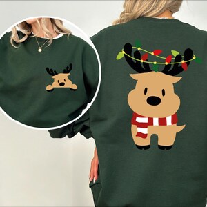 Christmas Reindeer  Sweatshirt Hoodie, Christmas Gift Sweatshirt, Cute Reindeer Christmas Hoodie, Animal Lover Gift Christmas Hoodie