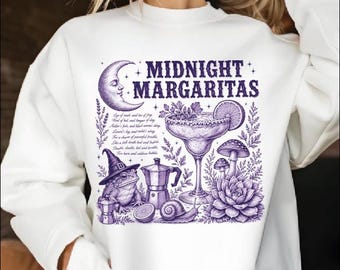 Midnight Margaritas Sweatshirt, Witchy Halloween Crewneck, Margarita Cocktail Sweater, Spooky Season Gift,AS-2713