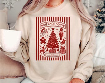Custom  Christmas Sweatshirt, Custom Family Name Gift, Matching Holiday Christmas, Xmas Gift Idea,AS-2712