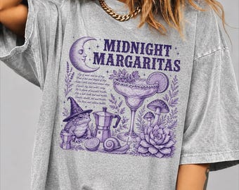 Midnight Margaritas Shirt, Witchy Halloween Margarita Tee, Spooky Cocktail Shirt, Practical Magic Inspired Gift,AS-2713