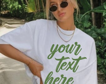 Coastal Beach Vacation Shirt, Your Text Here Custom Summer Tee, Minimal Script Graphic Travel Top, Summer Outfit Women Casual Shirt,AS-2555