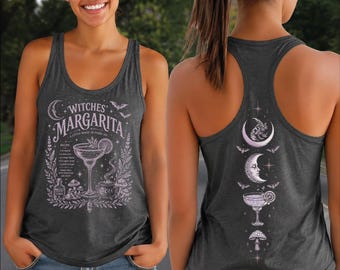 Halloween Margarita Tank, Witch Drink Graphic Top, Cocktail Lover Shirt, October Party Outfit, Boo Season Gift,AS-2705