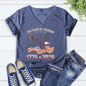 250 Years of Freedom Racerback V-Neck, 250th American Freedom Flag Shirt,AS-2094 image 1