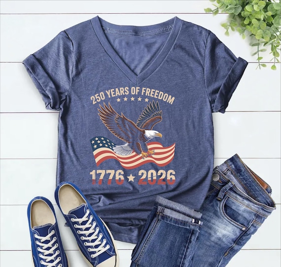 250 Years of Freedom  Racerback V-Neck,  250th American Freedom Flag Shirt,AS-2094