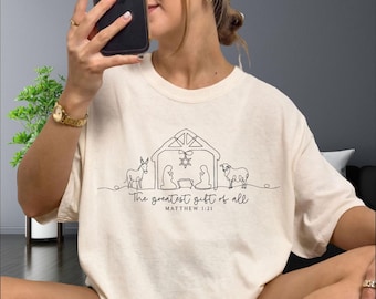 Christian Christmas Shirt, The Greatest Gift Of All Tee, Nativity Bible Verse Shirt, Faith Christmas Gift,AS-2711