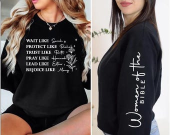 Women of the Bible Sweatshirt, Faith Christian Pullover, Inspirational Scripture Crewneck, Religious Women Hoodie Top,AS-2569