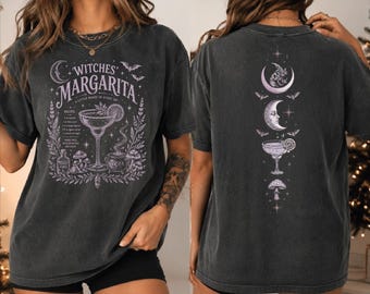 Midnight Margaritas Shirt, Witchy Halloween Tee, Spooky Season Drinking Shirt, Margarita Lover Gift, Halloween Party Top,AS-2705