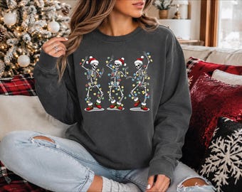Funny Christmas  Sweatshirt, Dancing Skeleton  Crewneck, Healthcare Worker Gift, AS-2701