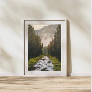 Mountains Art Print Landscape Painting Alberta Mountains Banff Art Giclee Print