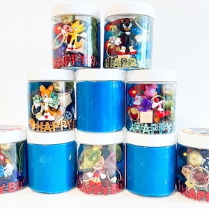 SONIC HEDGEHOG Playdough Jar, Hedgehog Play Dough Kit, Sonic Party Favors, Birthday Party Jar, Birthday Goodie Bags