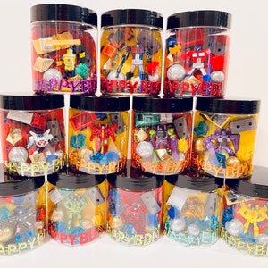 TRANSFORMER Birthday Play Dough Favor | Robot Play Dough Favor Jar | Robot Birthday Party Favors | Bumblebee | Optimus | Kids Party Favors
