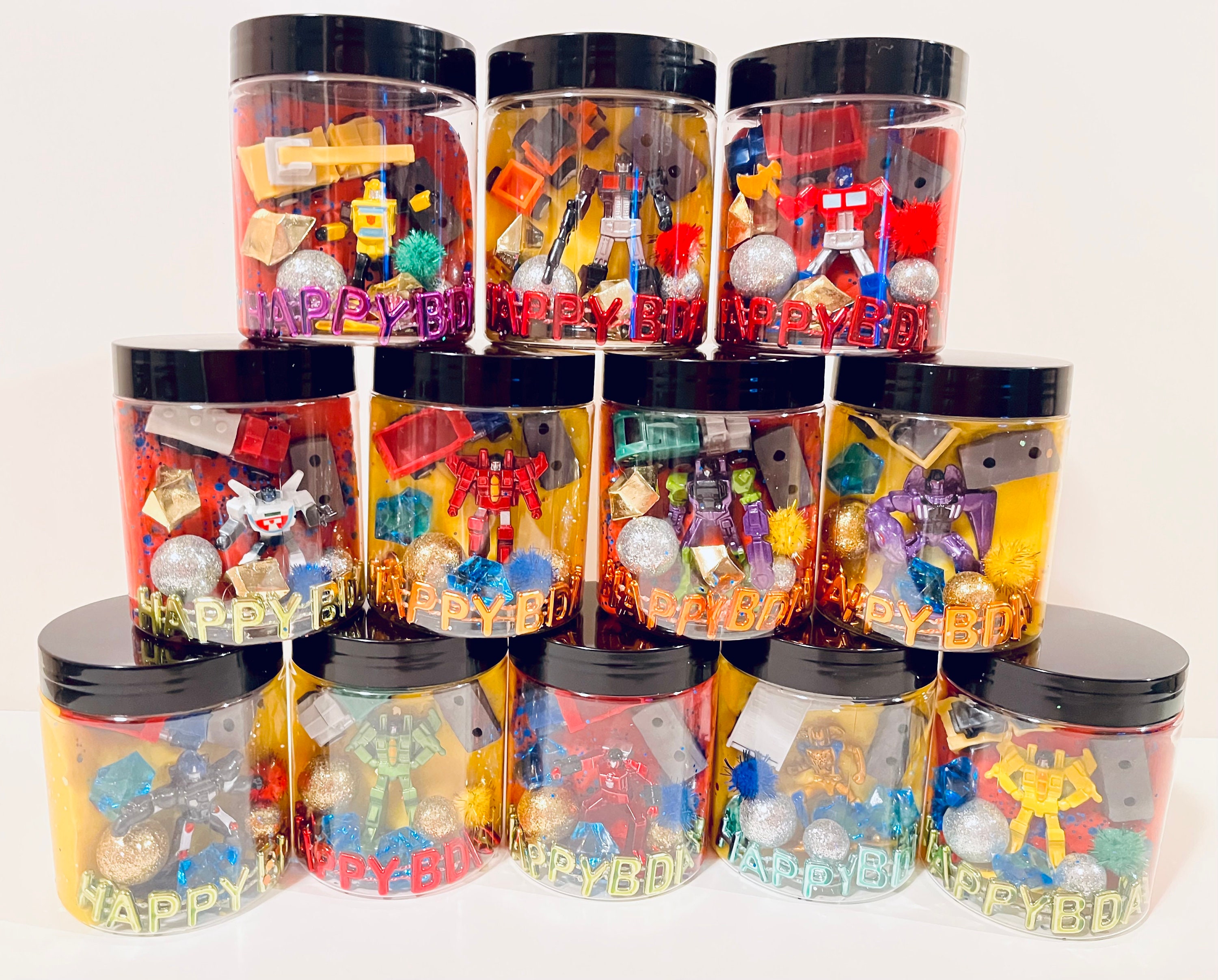 TRANSFORMERS Birthday Play Dough Favor | Robot Play Dough Favor Jar | Robot Birthday Party Favors | Bumblebee | Optimus | Kids Party Favors