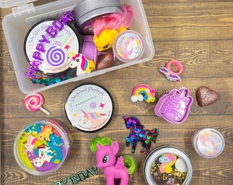 Unicorn Playdough Kit | Unicorn Play Dough | Sensory Kit | Birthday Gift | Unicorn Birthday Gift | Kids Gift | Unicorn Busy Box |Sensory Box