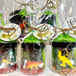 DINOSAUR Playdough Favors | Dinosaur Birthday Jars | Jurassic Birthday Party | Dinosaur Birthday Favors | Jurassic Sensory Jars | Boys Gift