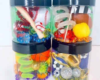 SPORTS Playdough Jar, Sensory PlayDoh, Football, Basketball, Baseball, Soccer, Birthday Favor, Class Gifts, Sports Goodie Bags, Kids Parties