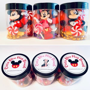 Toddler Playdough Favor, Mickey, Birthday Favors, Toddler Gifts, Donald, Sensory Play Dough, Minnie, Bath Finger Puppets, Summer Gifts