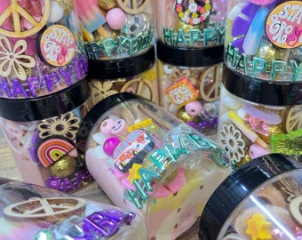 GROOVY Play Dough Jars | Kids Playdough Favors | Peace & Love Jars | Kids Parties |Sensory Jar | Two Groovy Birthday | Hippie PlayDoh Kits