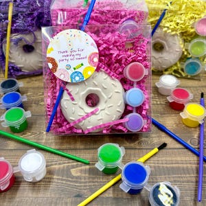 DIY Donut Paint Kit | Kids&#39; Plaster Craft Party Favors | Paint Party Favors | Kids Painting Party Gifts | Ceramic Donut Painting Kit