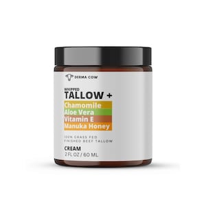 Tallow Cream Infused with Chamomile, Aloe Vera, Vitamin E, Manuka Honey,Tallow Moisturizer for Face and Body,Anti-Aging Natural Skincare 2oz